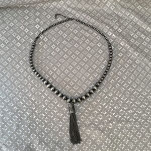 Silver Tassel Necklace Adjustable Length